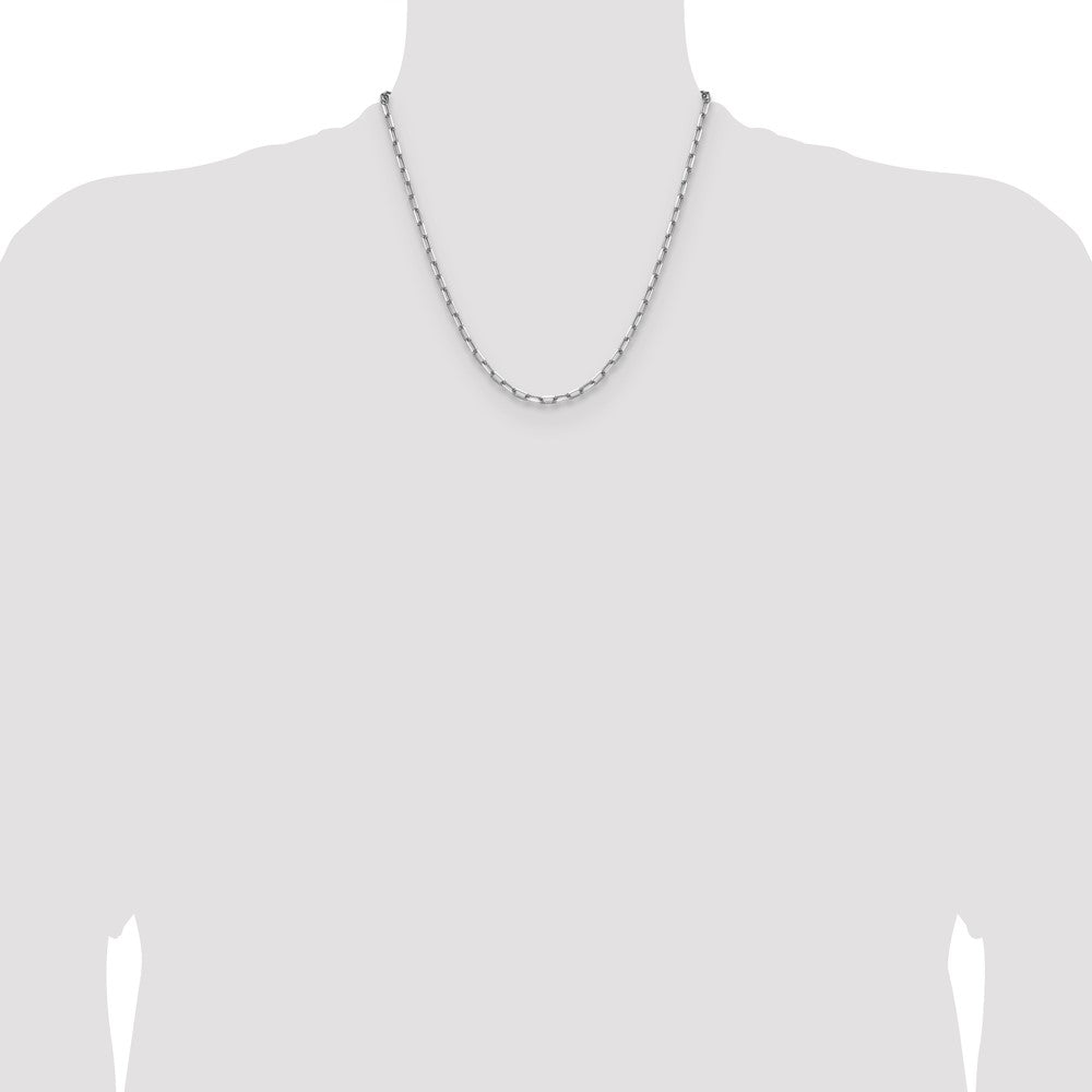 14k White Gold 3.5mm Solid Beveled Paperclip Chain - Product Photo