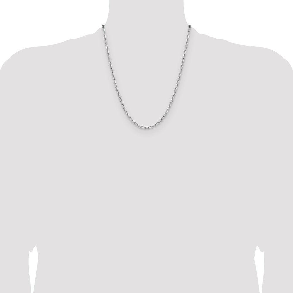 14k White Gold 3.5mm Solid Beveled Paperclip Chain - Product Photo