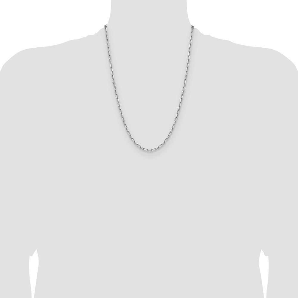 14k White Gold 3.5mm Solid Beveled Paperclip Chain - Product Photo