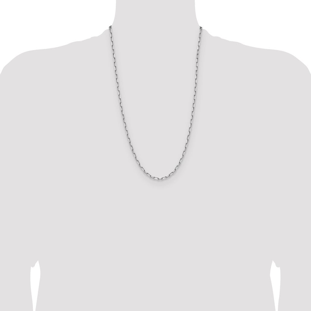 14k White Gold 3.5mm Solid Beveled Paperclip Chain - Product Photo