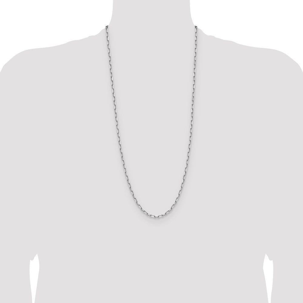 14k White Gold 3.5mm Solid Beveled Paperclip Chain - Product Photo
