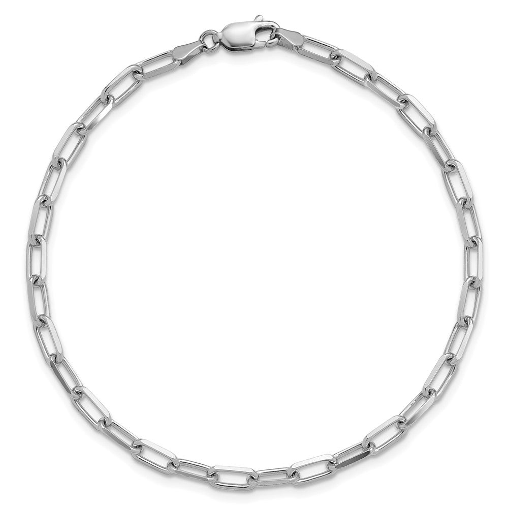 14k White Gold 3.5mm Solid Beveled Paperclip Chain - Product Photo