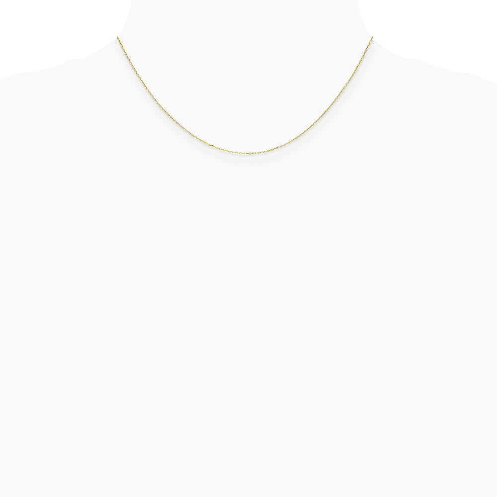 14K Yellow Gold .8mm D/C Cable with Spring Ring Clasp Chain Necklace 14"-24" - Product Photo