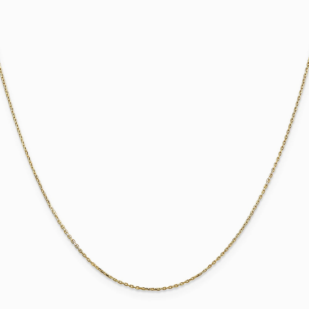 14K Yellow Gold .8mm Diamond-Cut Cable with Lobster Clasp Chain Necklace 14"-30" - Product Photo
