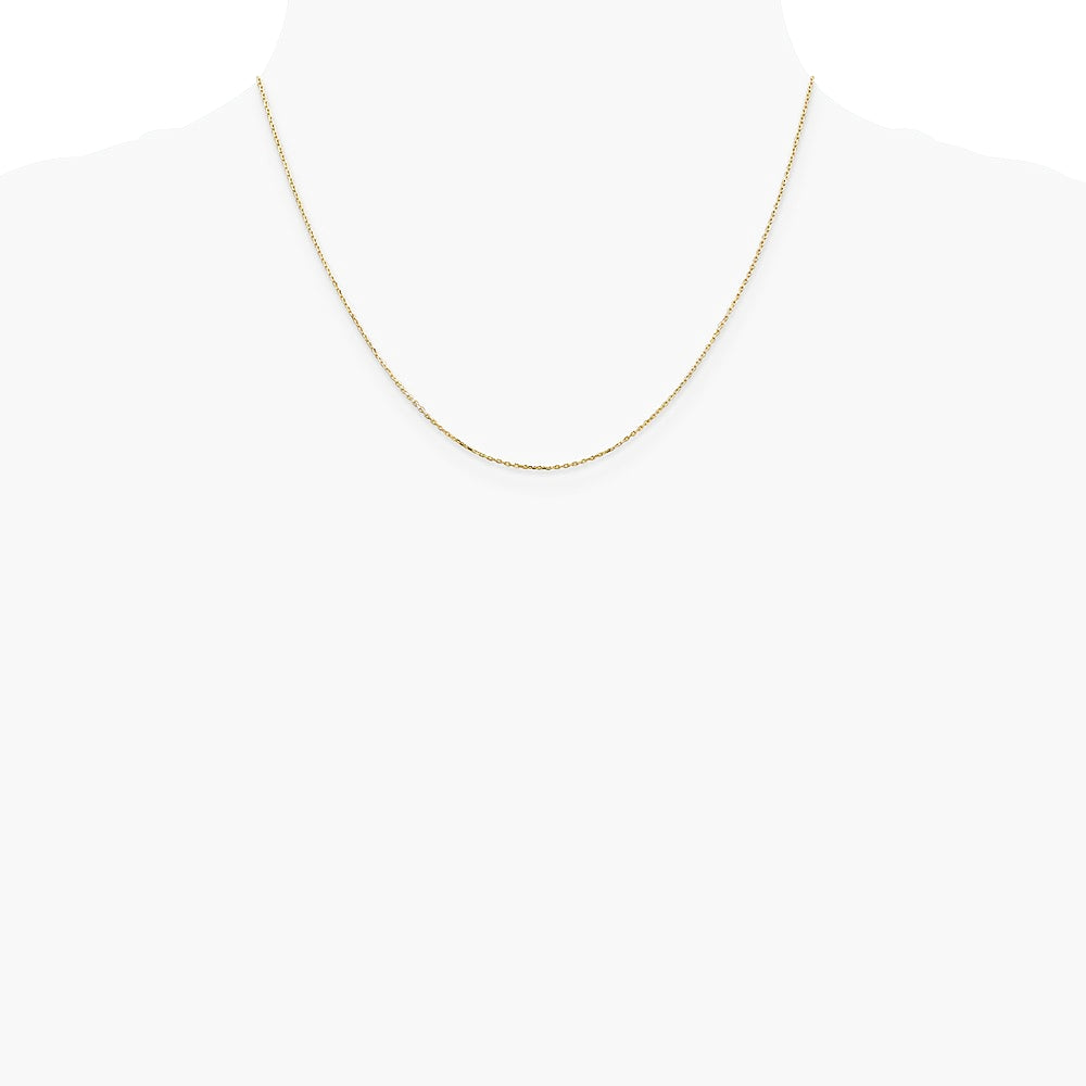 14K Yellow Gold .8mm Diamond-Cut Cable with Lobster Clasp Chain Necklace 14"-30" - Product Photo