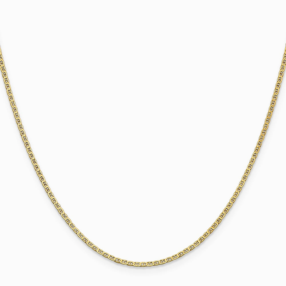 14K Yellow Gold 1.5mm Lightweight Flat Anchor Link Pendant Chain Necklace - Product Photo