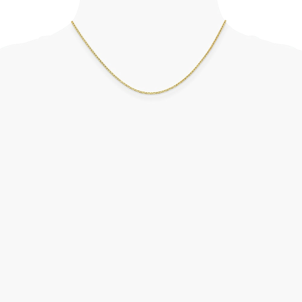 14K Yellow Gold 1.5mm Lightweight Flat Anchor Link Pendant Chain Necklace - Product Photo