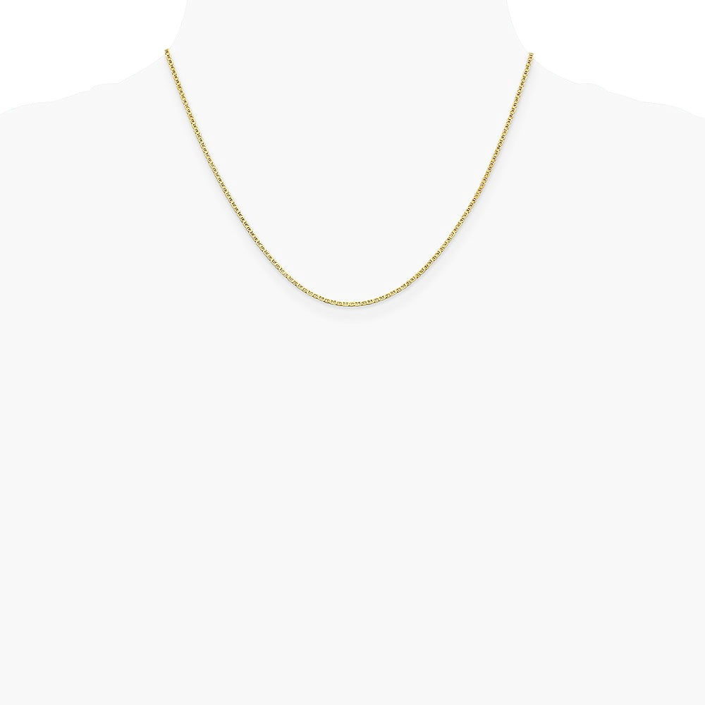 14K Yellow Gold 1.5mm Lightweight Flat Anchor Link Pendant Chain Necklace - Product Photo