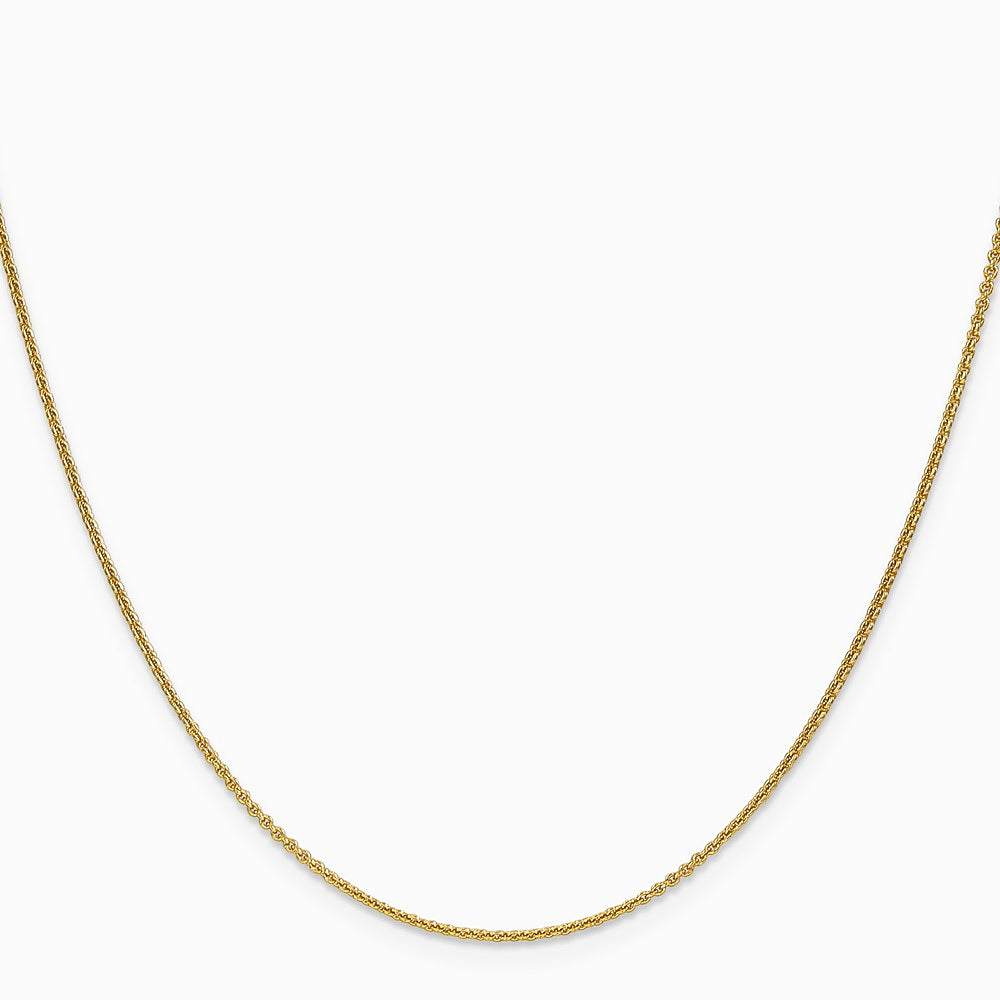 14K Yellow Gold 1mm Round Open Link Cable Chain Necklace 14"-30" - Product Photo