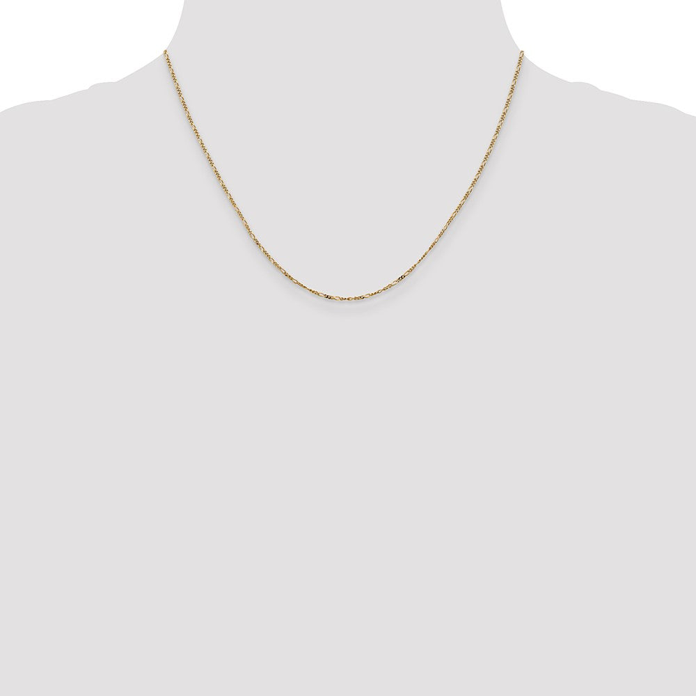 14k 1.25mm Flat Figaro Pendant Chain - Product Photo