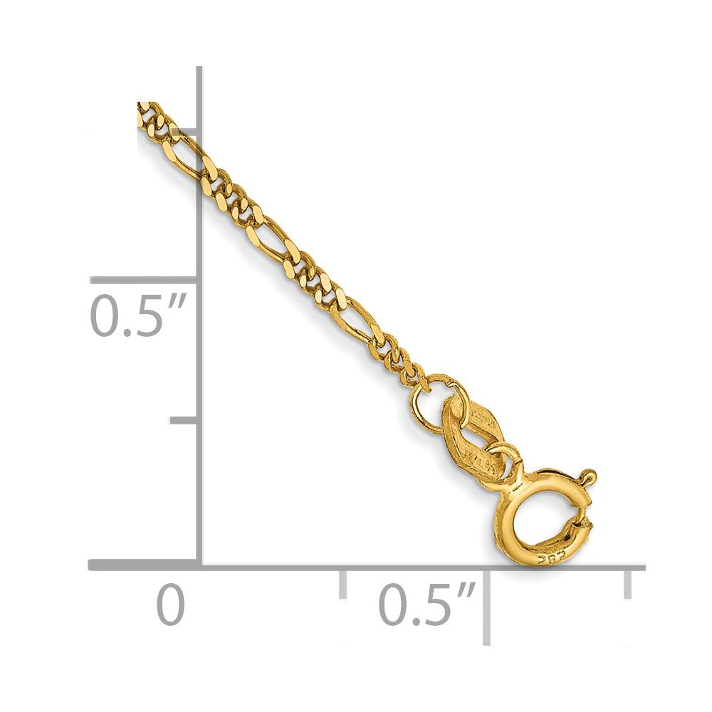 14k 1.25mm Flat Figaro Chain Anklet - Product Photo