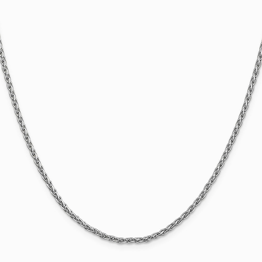 14K White Gold 2.25 mm Parisian Wheat Chain Necklace 16"-24" - Product Photo