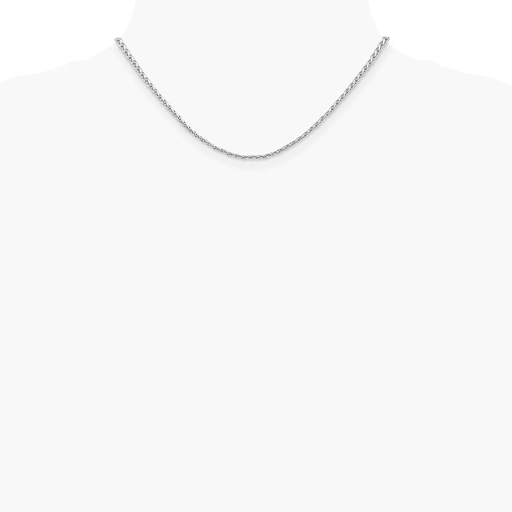 14K White Gold 2.25 mm Parisian Wheat Chain Necklace 16"-24" - Product Photo