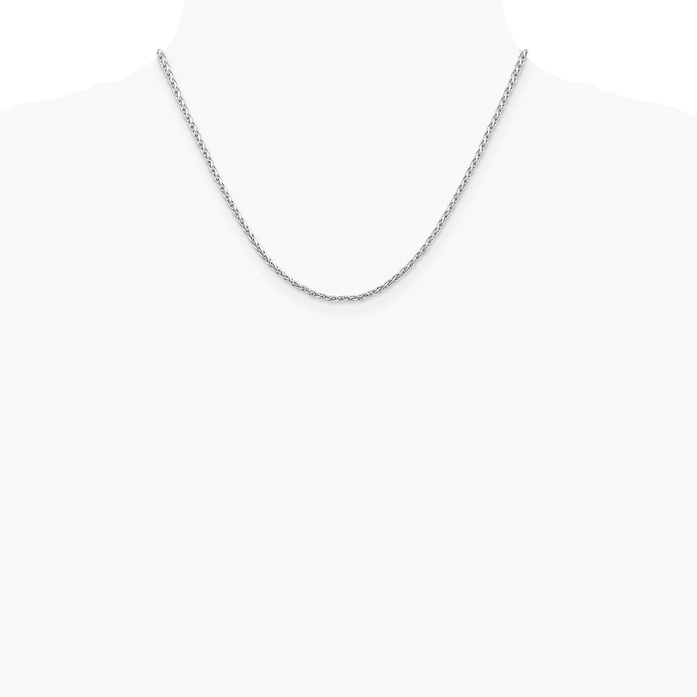 14K White Gold 2.25 mm Parisian Wheat Chain Necklace 16"-24" - Product Photo