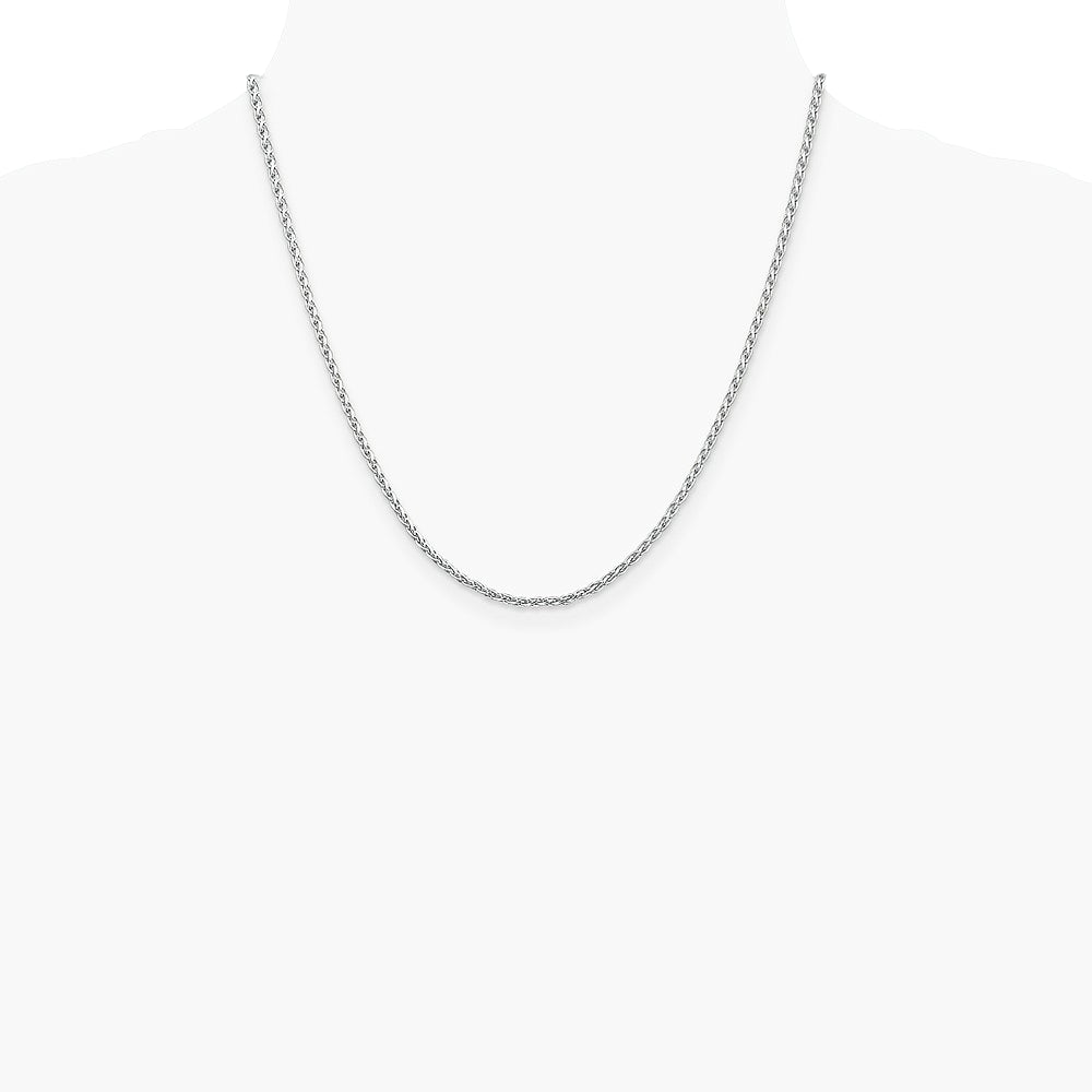 14K White Gold 2.25 mm Parisian Wheat Chain Necklace 16"-24" - Product Photo