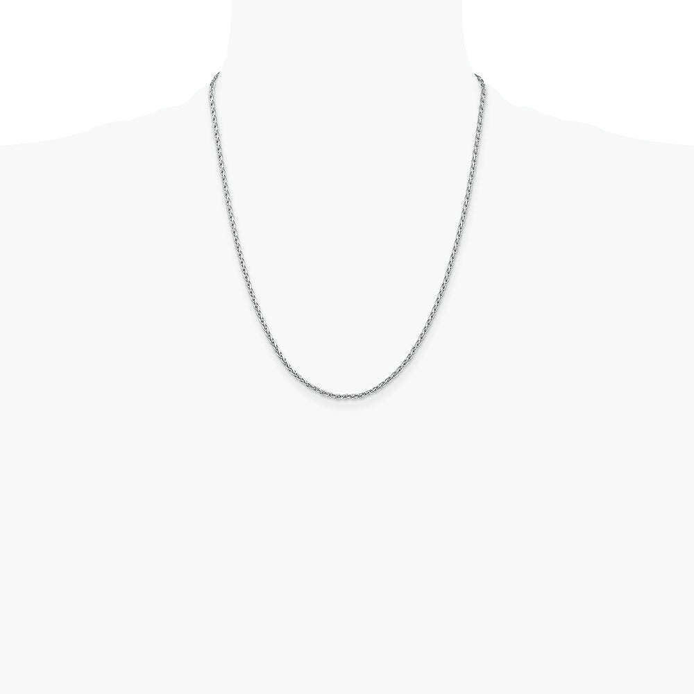 14K White Gold 2.25 mm Parisian Wheat Chain Necklace 16"-24" - Product Photo
