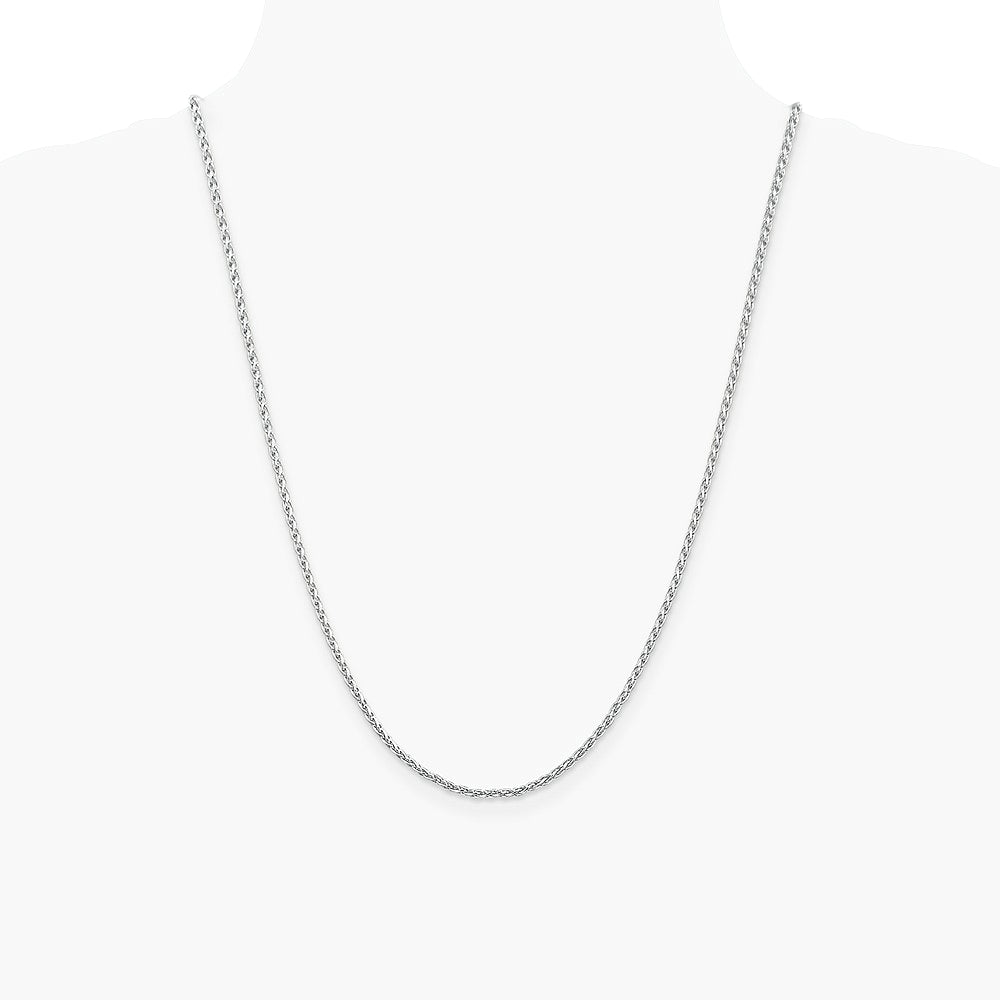 14K White Gold 2.25 mm Parisian Wheat Chain Necklace 16"-24" - Product Photo