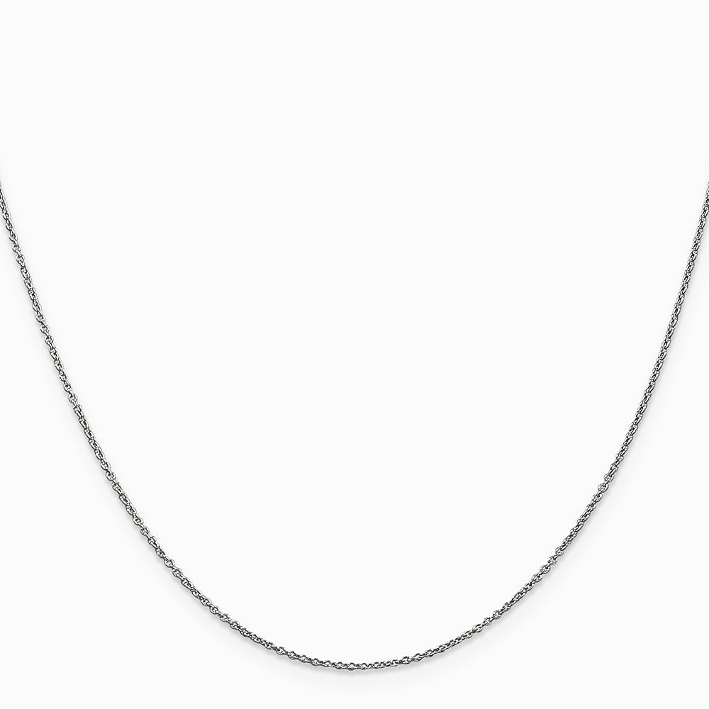 14K White Gold .9mm Cable with Lobster Clasp Chain Necklace 14"-24" - Product Photo