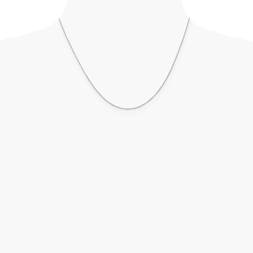14K White Gold .9mm Cable with Lobster Clasp Chain Necklace 14"-24" - Product Photo