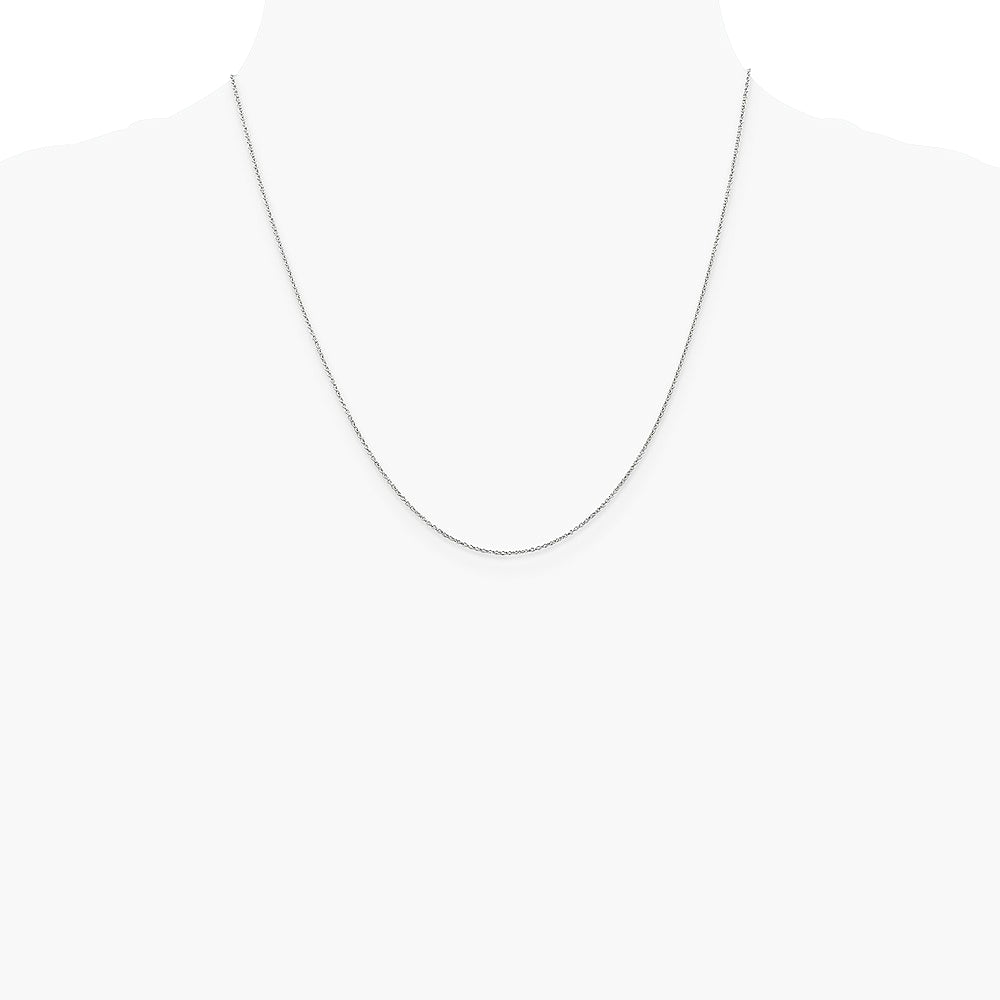 14K White Gold .9mm Cable with Lobster Clasp Chain Necklace 14"-24" - Product Photo