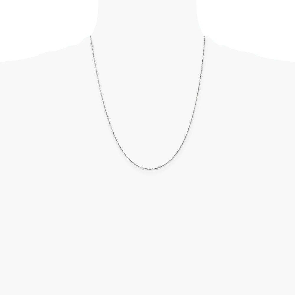 14K White Gold .9mm Cable with Lobster Clasp Chain Necklace 14"-24" - Product Photo