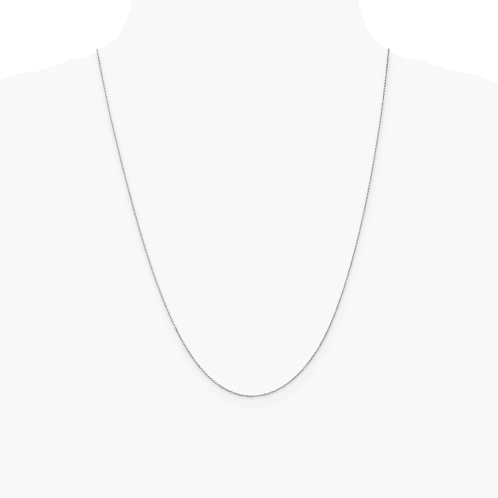 14K White Gold .9mm Cable with Lobster Clasp Chain Necklace 14"-24" - Product Photo