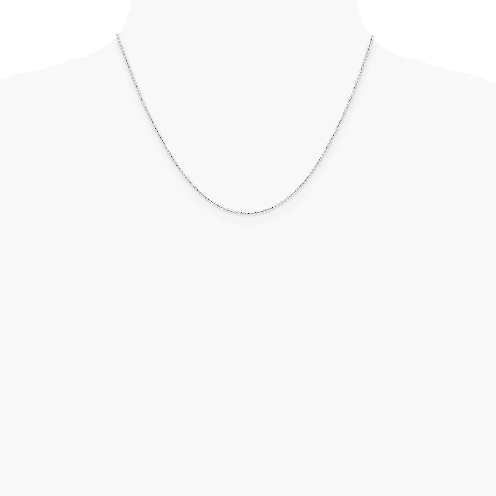 14K White Gold 1.2mm Diamond-Cut Beaded Pendant Chain Necklace 14"-24" - Product Photo
