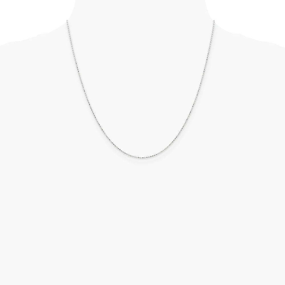 14K White Gold 1.2mm Diamond-Cut Beaded Pendant Chain Necklace 14"-24" - Product Photo