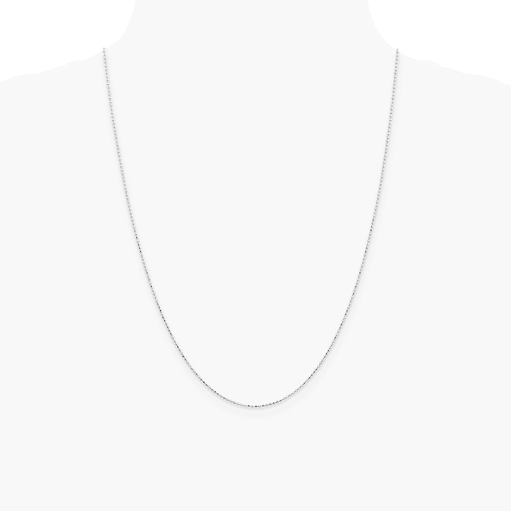 14K White Gold 1.2mm Diamond-Cut Beaded Pendant Chain Necklace 14"-24" - Product Photo