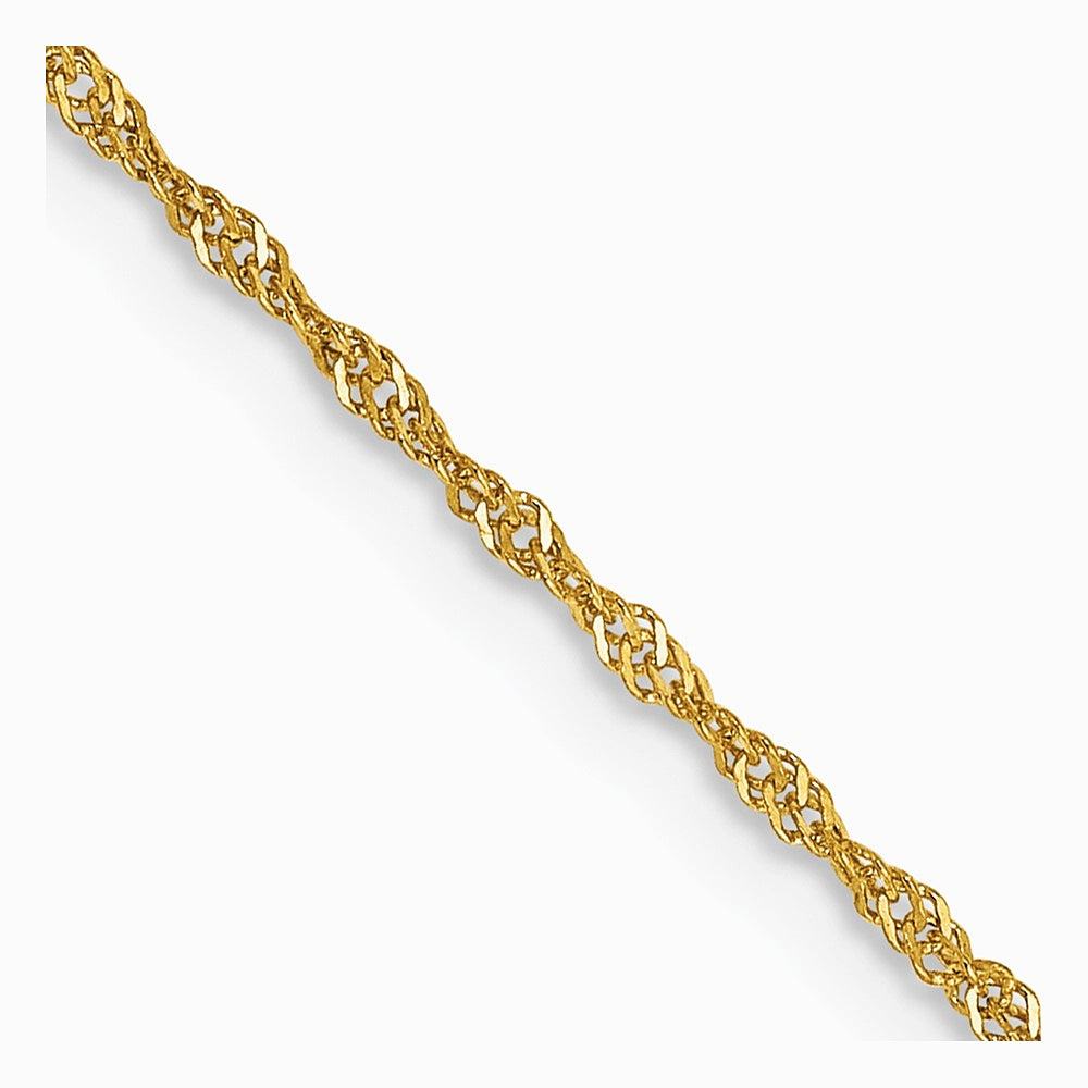 14K Yellow Gold 1.10mm Singapore Chain Necklace 14"-30" - Product Photo