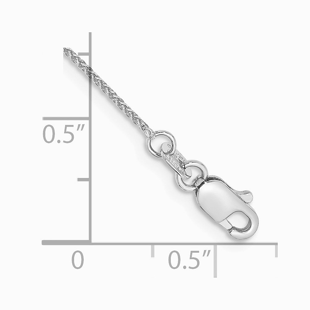 14K White Gold .85mm Spiga Chain Anklet Bracelet 6"-10" - Product Photo