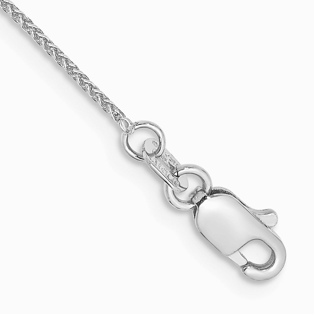 14K White Gold .85mm Spiga Chain Anklet Bracelet 6"-10" - Product Photo