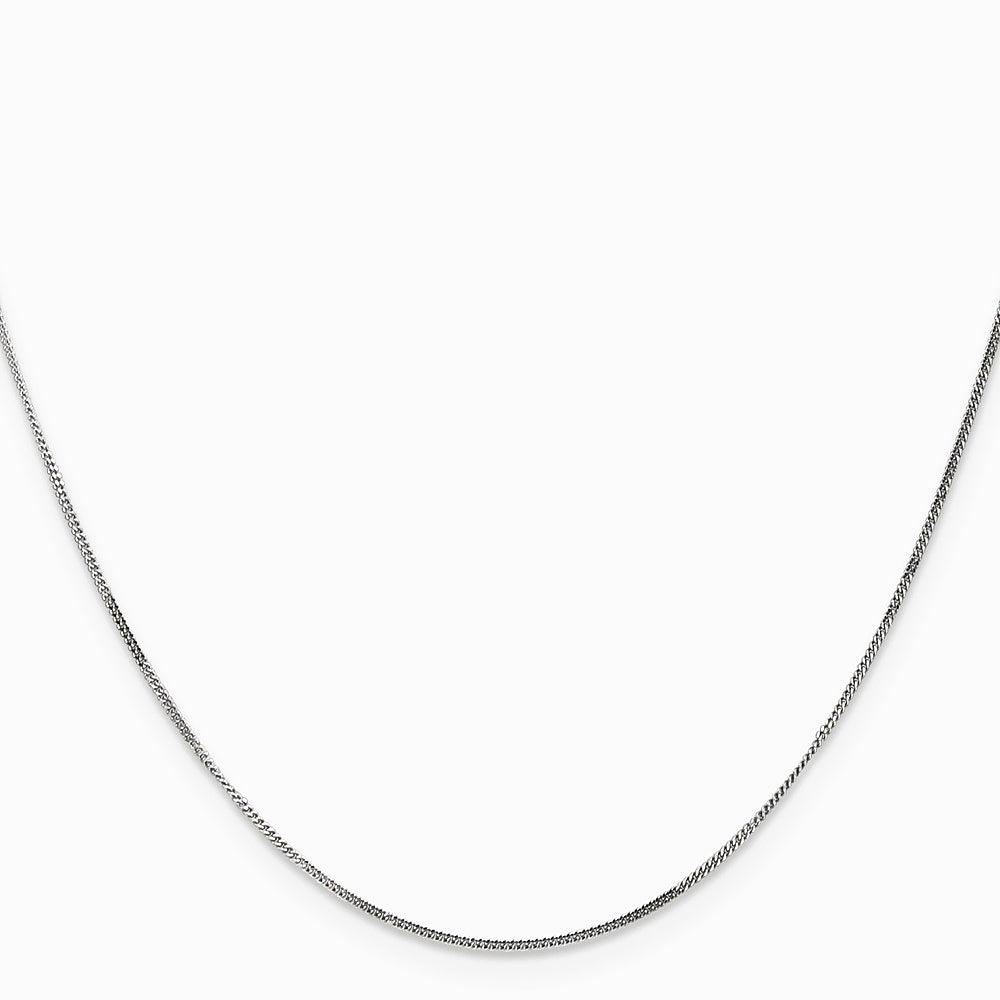 14K White Gold .9mm Curb Pendant Chain Necklace 16"-24" - Product Photo