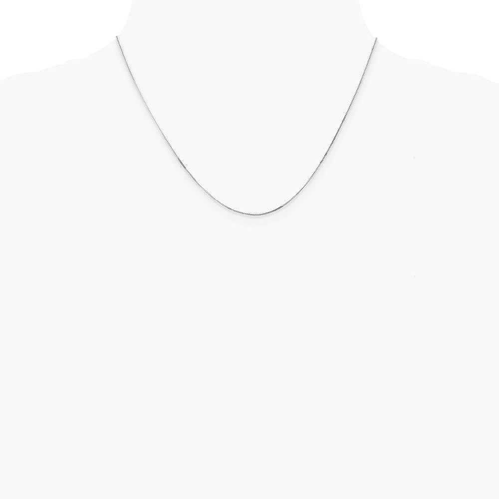 14K White Gold .9mm Curb Pendant Chain Necklace 16"-24" - Product Photo