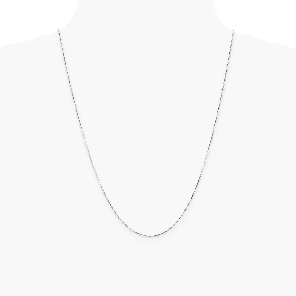 14K White Gold .9mm Curb Pendant Chain Necklace 16"-24" - Product Photo