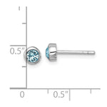 Sterling Silver Rhodium-Plated Polished Blue Crystal 3.5mm Post Earrings - Product Photo