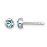 Sterling Silver Rhodium-Plated Polished Blue Crystal 3.5mm Post Earrings - Product Photo