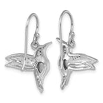 Sterling Silver Rhodium-Plated Crystal Inlay Hummingbird Dangle Earrings - Product Photo