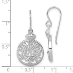 Sterling Silver Rhodium-Plated Starfish & Scallop Shell Reef Dangle Earring - Product Photo