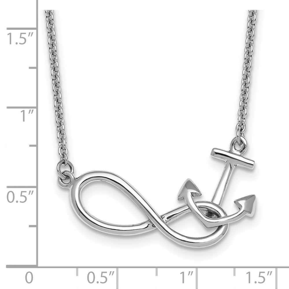 Sterling Silver Rhodium-Plated Anchor & Eternity Symbol 17 +1in Necklace - Product Photo
