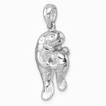 Sterling Silver Rhodium-plated Polished Manatee & Baby Pendant - Product Photo