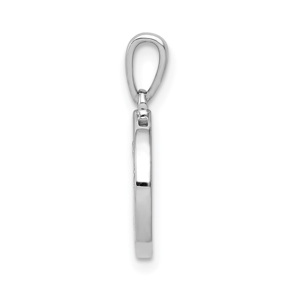 14k White Gold Diamond Paw Print in Circle Pendant - Product Photo
