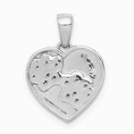 14K White Gold Diamond Paw Prints Heart Pendant - Product Photo