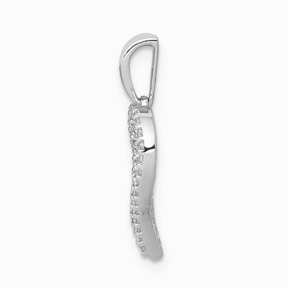 14K White Gold 1/4ct. Diamond 2-row Heart Pendant - Product Photo