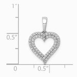 14K White Gold 1/4ct. Diamond 2-row Heart Pendant - Product Photo