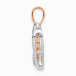 14K Two-tone 14kt White w/ Rose Gold Heart Charm Diamond Heart Pendant - Product Photo