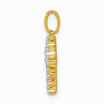 14K Yellow Gold and Rhodium 1/10ct. Diamond Latin Cross Pendant - Product Photo