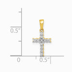 14K Yellow Gold and Rhodium 1/10ct. Diamond Latin Cross Pendant - Product Photo