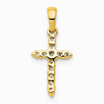 14K Yellow Gold Polished Diamond Cross Pendant - Product Photo