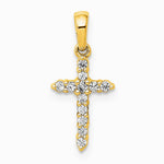 14K Yellow Gold Polished Diamond Cross Pendant - Product Photo